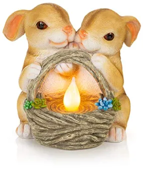 Bunny Rabbits Solar Powered Led Outdoor Decor Garden Light