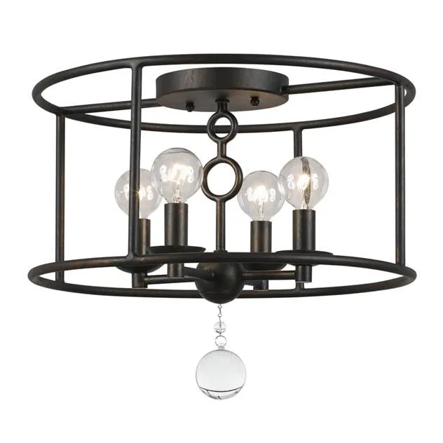 CAMERON 4 LIGHT SEMI FLUSH, ENGLISH BRONZE