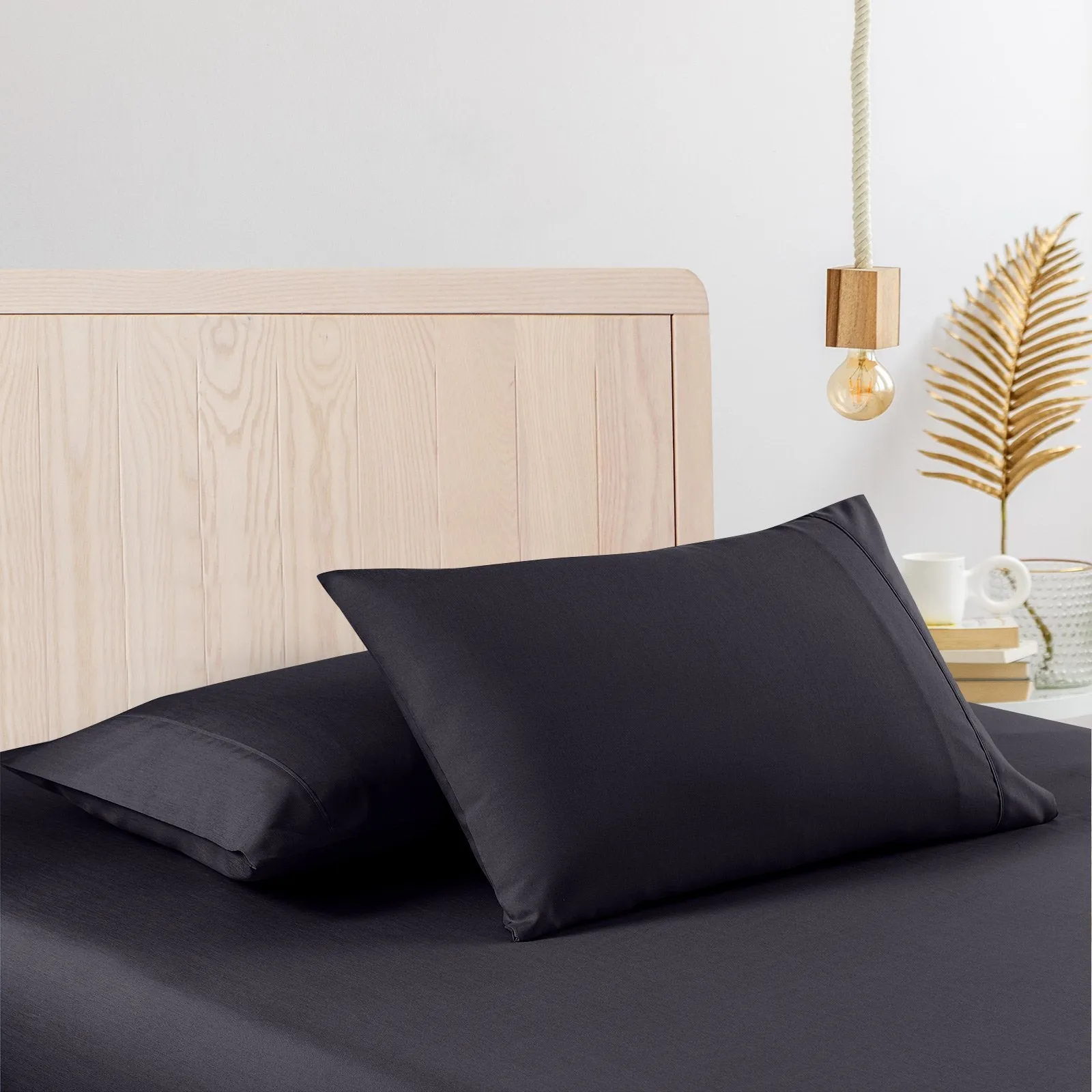 Casa Decor 2000 Thread Count Bamboo Cooling Sheet Set Ultra Soft Bedding King Single Charcoal