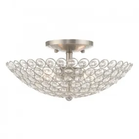 CASSANDRA 2 LIGHT CEILING MOUNT, BRUSHED NICKEL