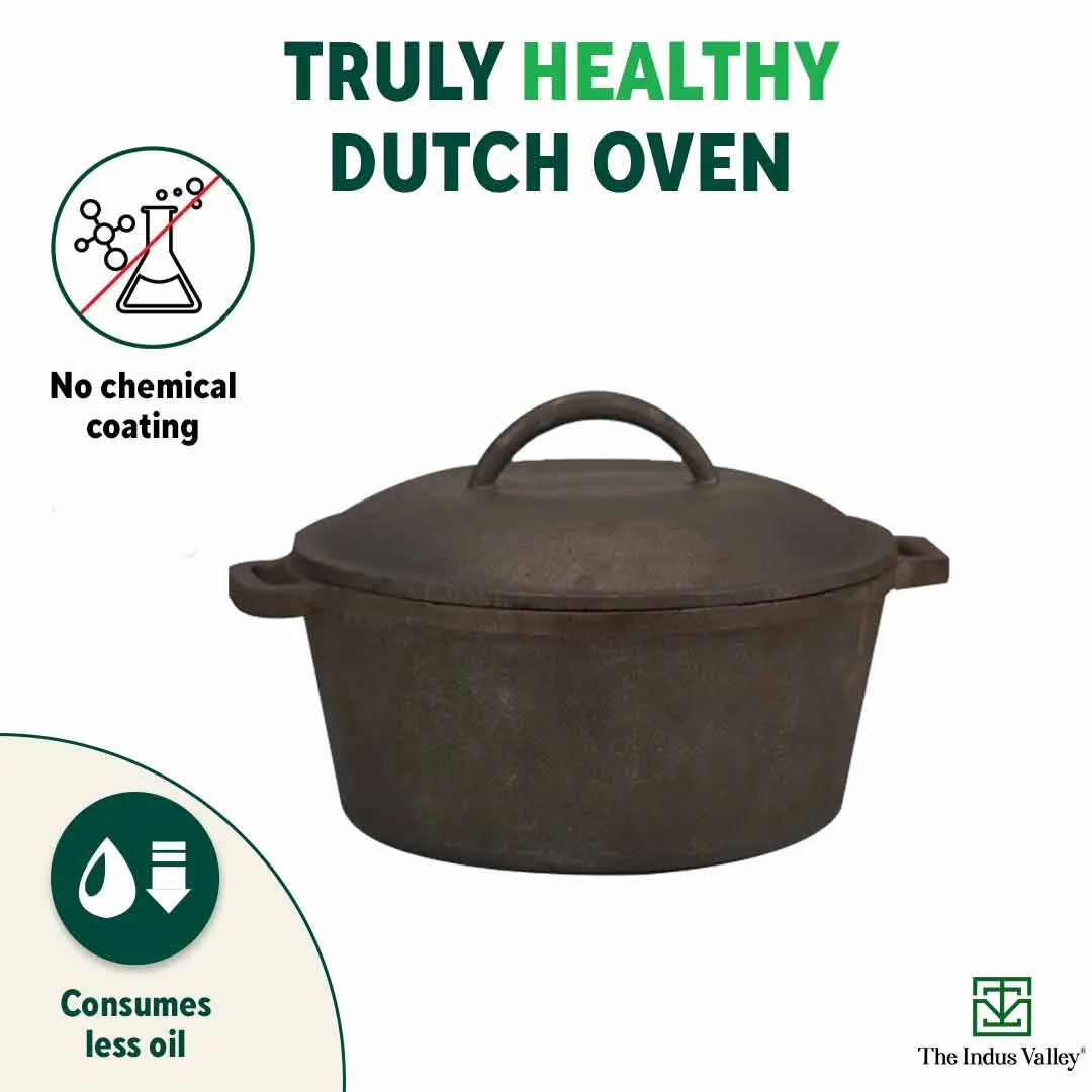 CASTrong Cast Iron Dutch Oven/ Casserole with Lid,Pre-seasoned, 100% Pure, Toxin-free, Induction, 27cm, 5 Liter, 6.83kg