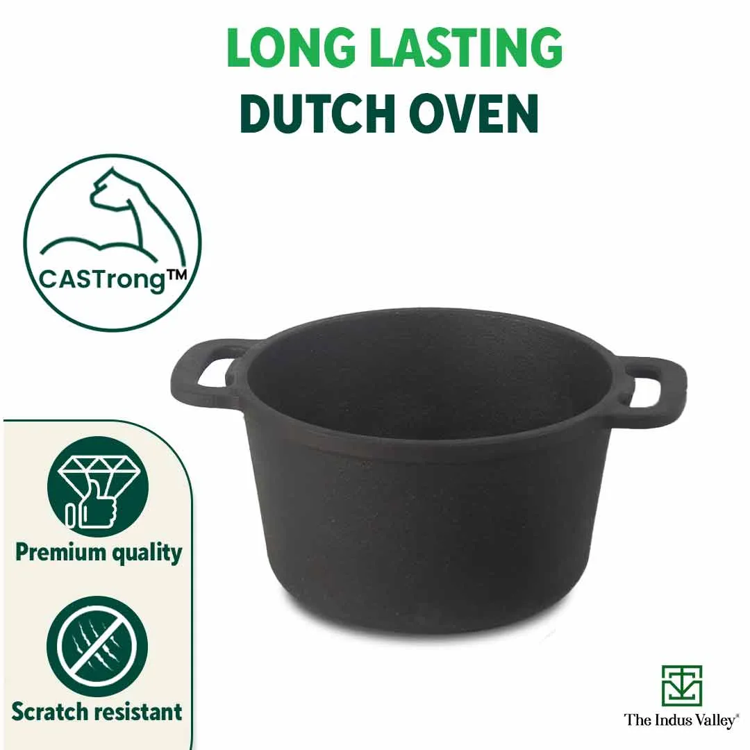 CASTrong Cast Iron Dutch Oven/ Casserole with Lid,Pre-seasoned, 100% Pure, Toxin-free, Induction, 27cm, 5 Liter, 6.83kg