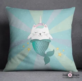 Caticorn Mermaid Throw Pillow