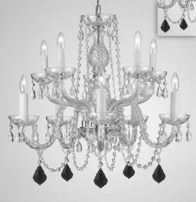 Chandelier Lighting Crystal Chandeliers H25" X W24" 10 Lights - Dressed w/ Jet Black Crystals! Great for Dining Room, Foyer, Entry Way, Living Room, Bedroom, Kitchen! - G46-B97/CS/1122/5 5