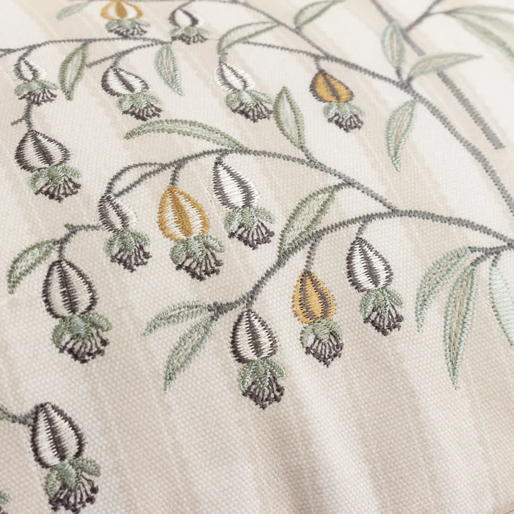 Chinese Lanterns Embroidered Cushion Linen