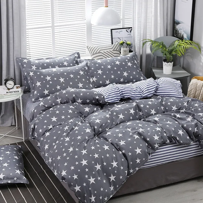 Classic Black White Grid Bedding Set Fashion Single Double Bed Linens Cover Quilt Pillowcase for Girl Boy Home Textile