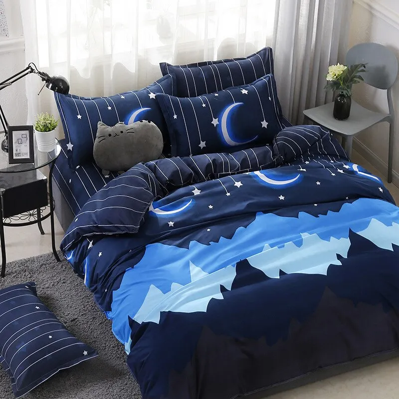 Classic Black White Grid Bedding Set Fashion Single Double Bed Linens Cover Quilt Pillowcase for Girl Boy Home Textile