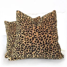 Classic Gold & Black Leopard Spots Chenille Pillow Cover