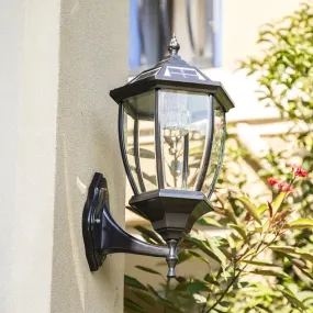 Clear Glass Solar Wall Mount Light with Retro Bell Shape - LED Courtyard Wall Lighting