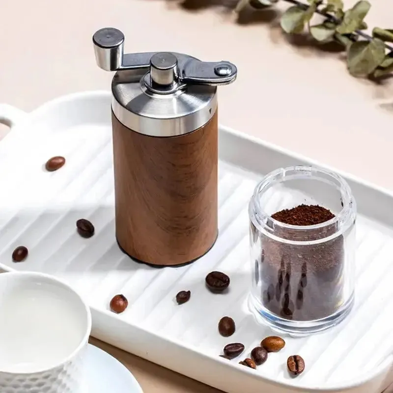 Coffee Manual Hand Grinder Portable Wood Grain Stainless Steel