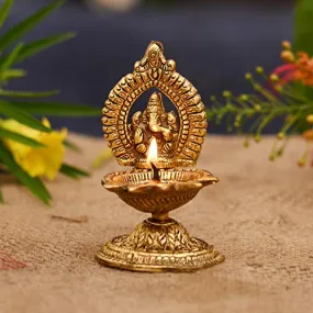 Collectible India Metal Ganesha Design Decorative Diya (Golden, 4.5 X 2 X 2 Inch)