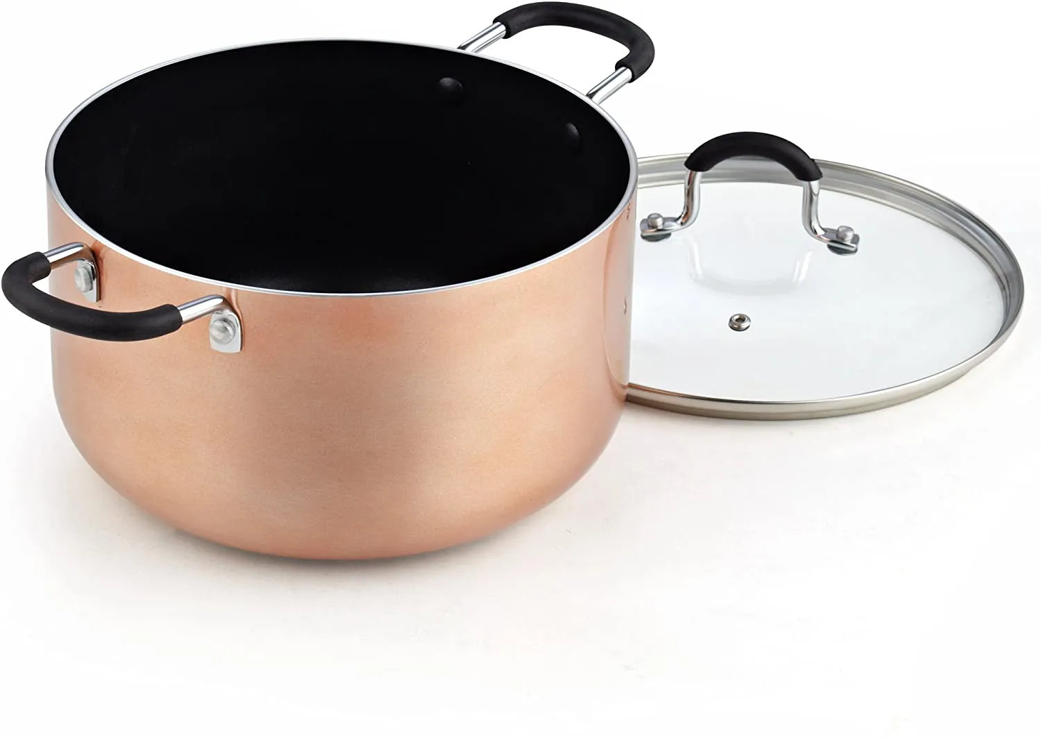 Cook N Home, Copper/Brown 8-Piece Nonstick Heavy Gauge Cookware Set,02581