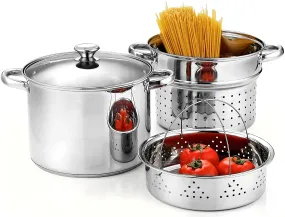 Cook N Home Pasta Pot with Strainer Lid 8-Quart, Stainless Steel Pasta Cooker Steamer Multipots, 4-Piece