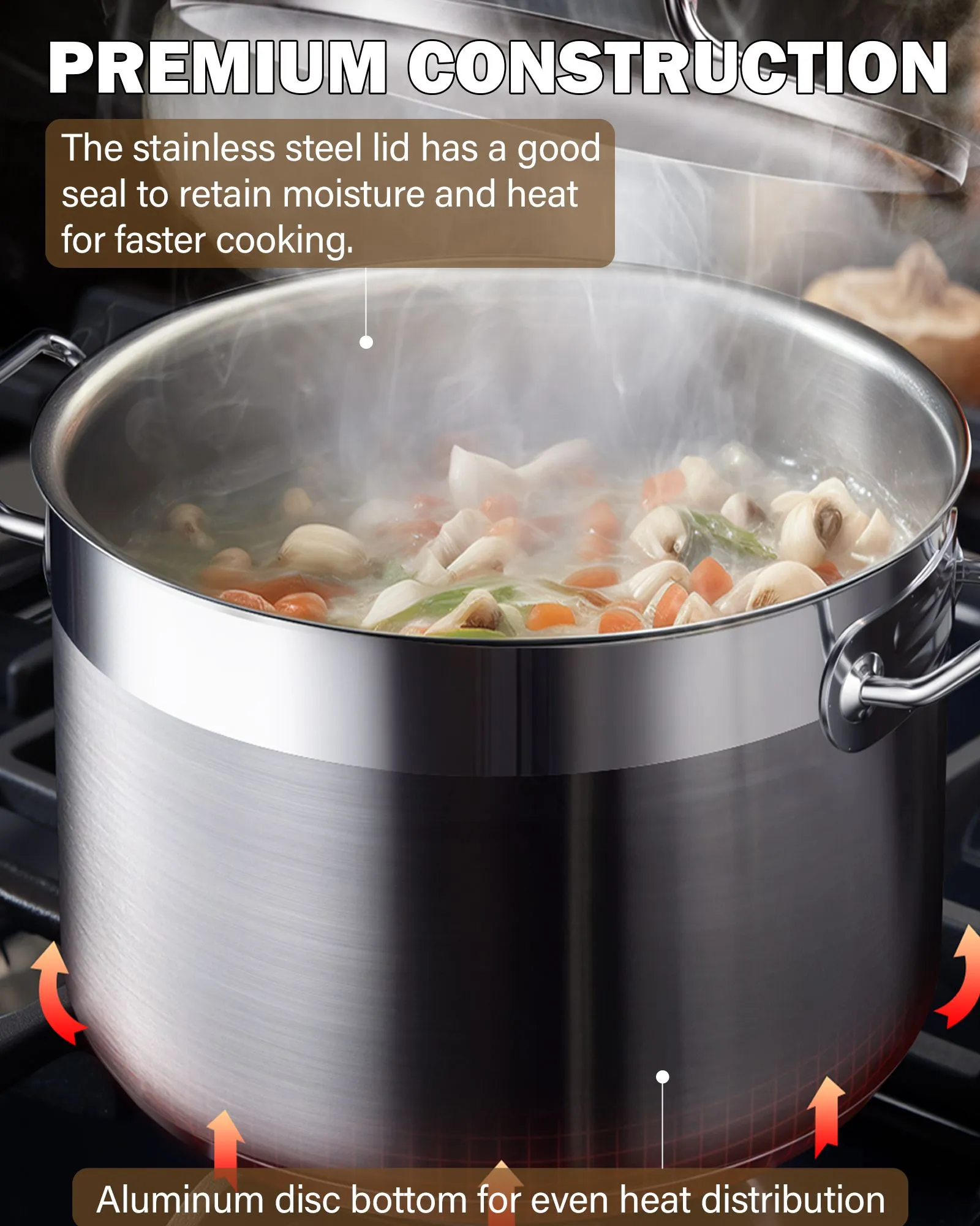 Cooks Standard Stockpots Stainless Steel, 30 Quart Professional Grade Stock Pot with Lid, Silver