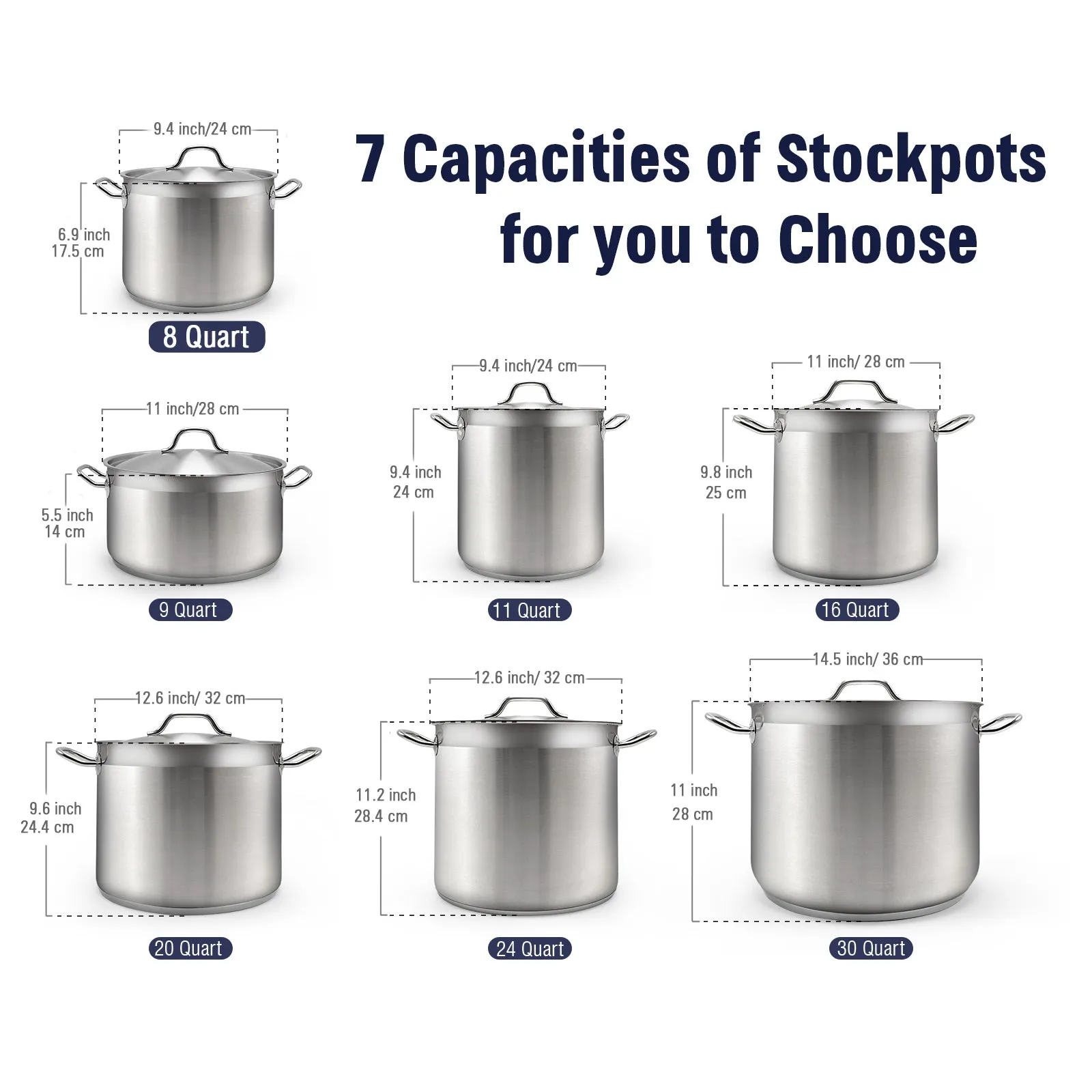 Cooks Standard Stockpots Stainless Steel, 8 Quart Professional Grade Stock Pot with Lid, Silver