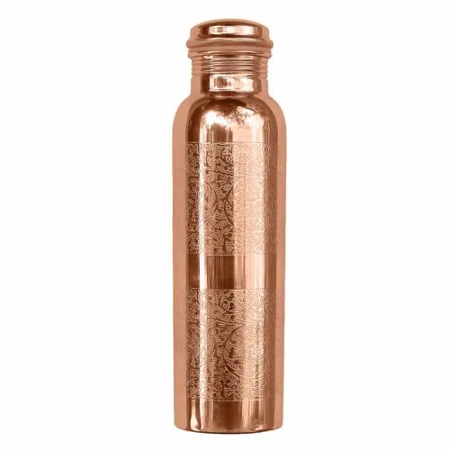 Copper Water Bottle 900ml - Engraved Or Hammered