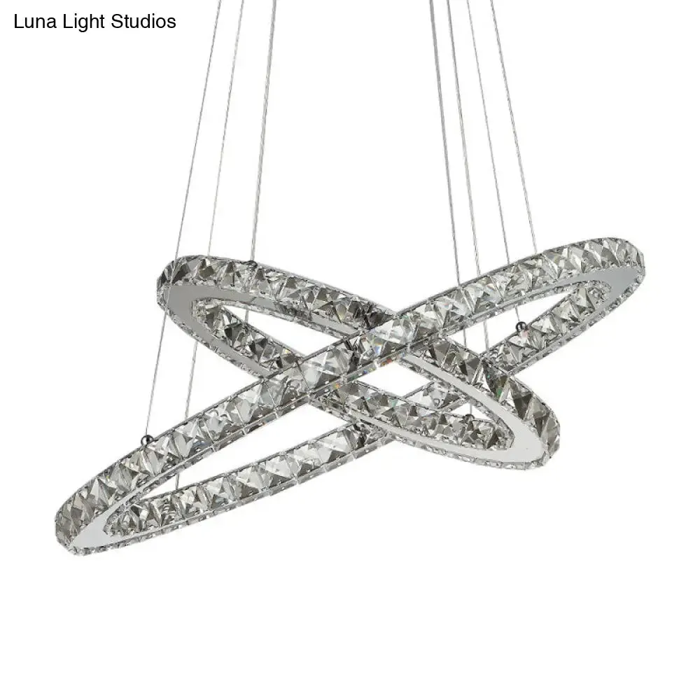 Crystal Interlaced Ring Chandelier - LED Ceiling Fixture for Glamorous Ambience