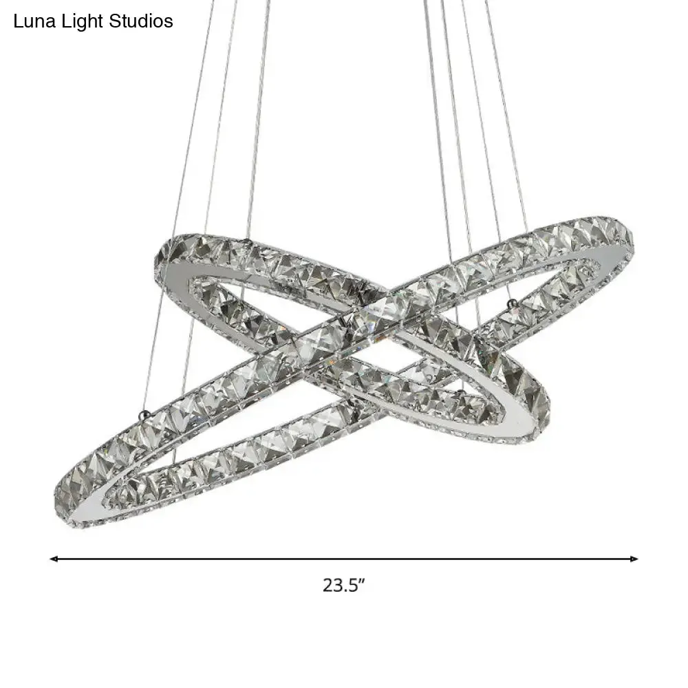 Crystal Interlaced Ring Chandelier - LED Ceiling Fixture for Glamorous Ambience