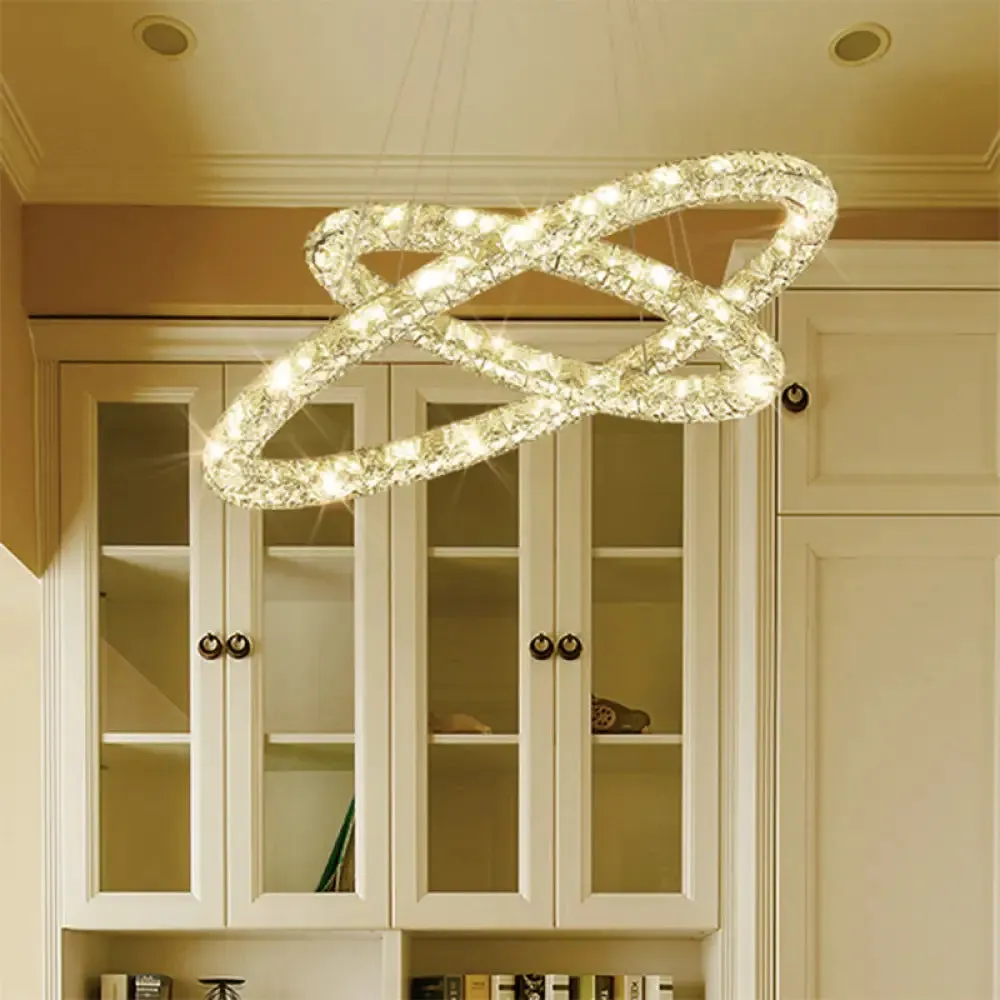 Crystal Interlaced Ring Chandelier - LED Ceiling Fixture for Glamorous Ambience