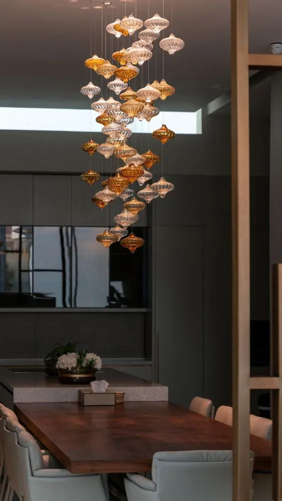 Custom Creative Art Design Lanterns Glass  Floating Chandelier for Staircase/Foyer/Villa/Living room