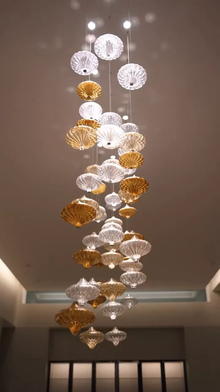 Custom Creative Art Design Lanterns Glass  Floating Chandelier for Staircase/Foyer/Villa/Living room