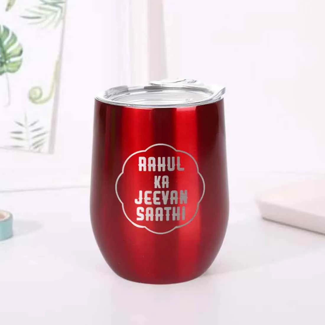 Customised Stainless Steel Insulated Coffee Mugs for Office Car Engraved Travel Cup - Jeevan Saathi