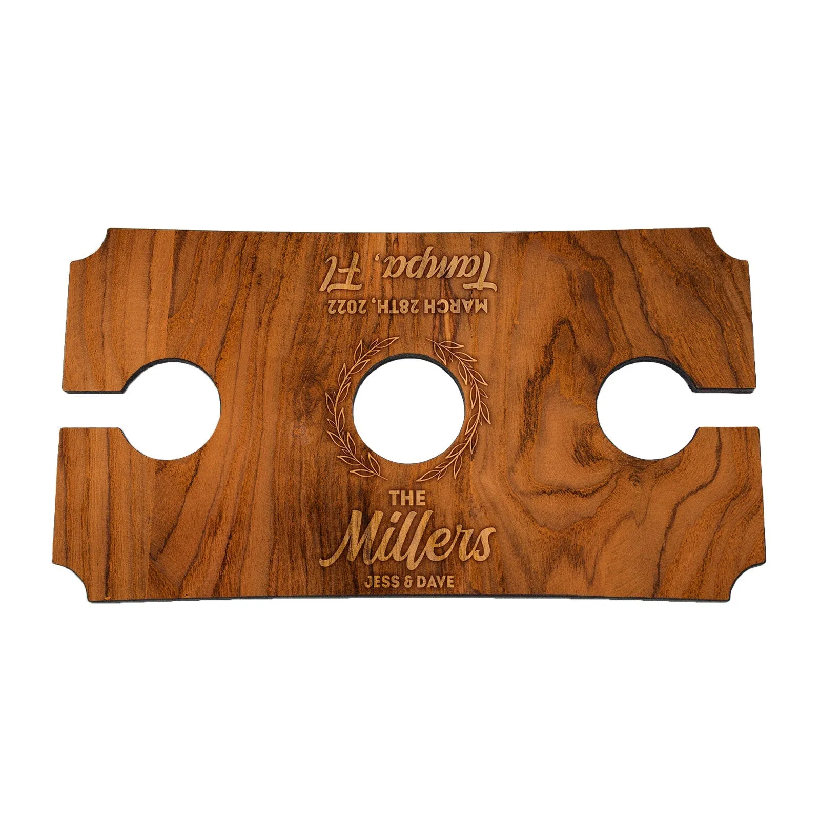 Customizable Wood Wine Glass Caddy - Custom Family Name