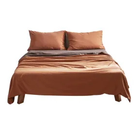 Deluxe Sheet Set Cotton Sheets Double Orange Brown