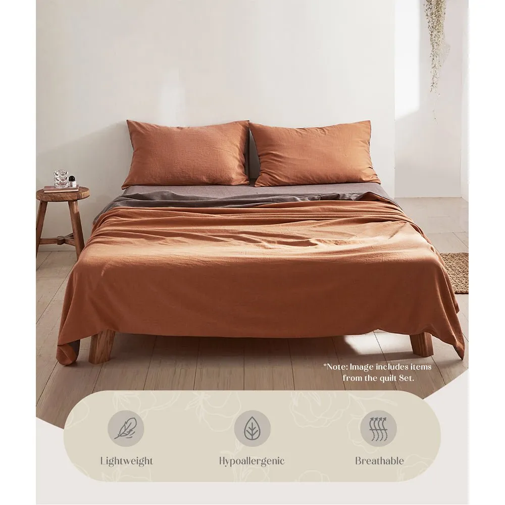 Deluxe Sheet Set Cotton Sheets Double Orange Brown