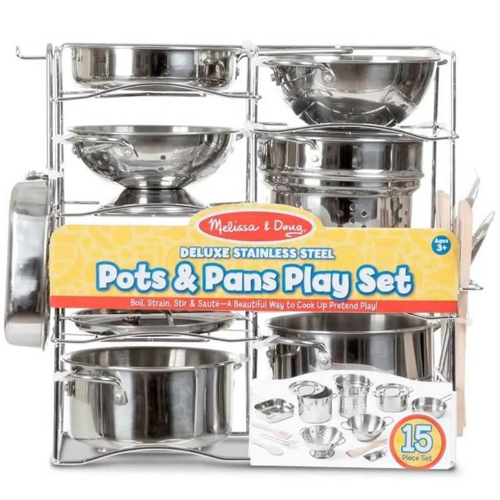 Deluxe Stainless Steel Pots & Pans Play Set