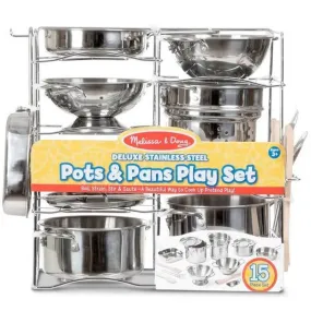 Deluxe Stainless Steel Pots & Pans Play Set