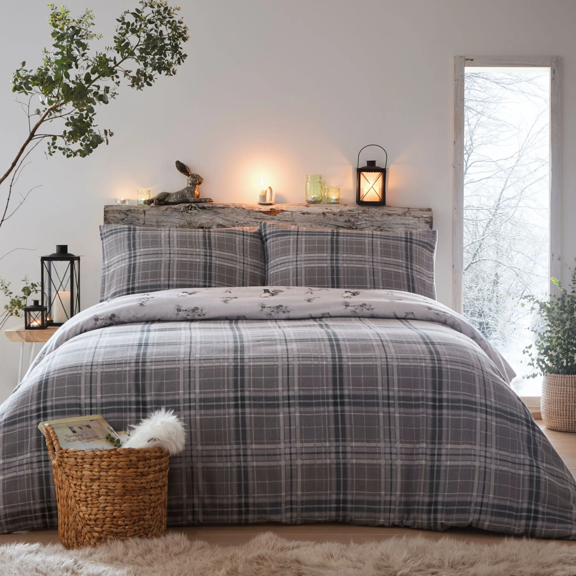 Derwent Check Duvet Cover Set by Dreams & Drapes Lodge in Grey