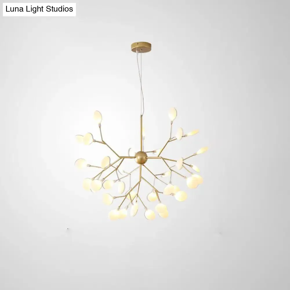 Designer Acrylic Leaf Chandelier Pendant with Gold Finish for Bedroom Ceiling