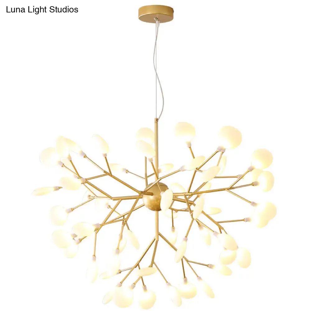 Designer Acrylic Leaf Chandelier Pendant with Gold Finish for Bedroom Ceiling