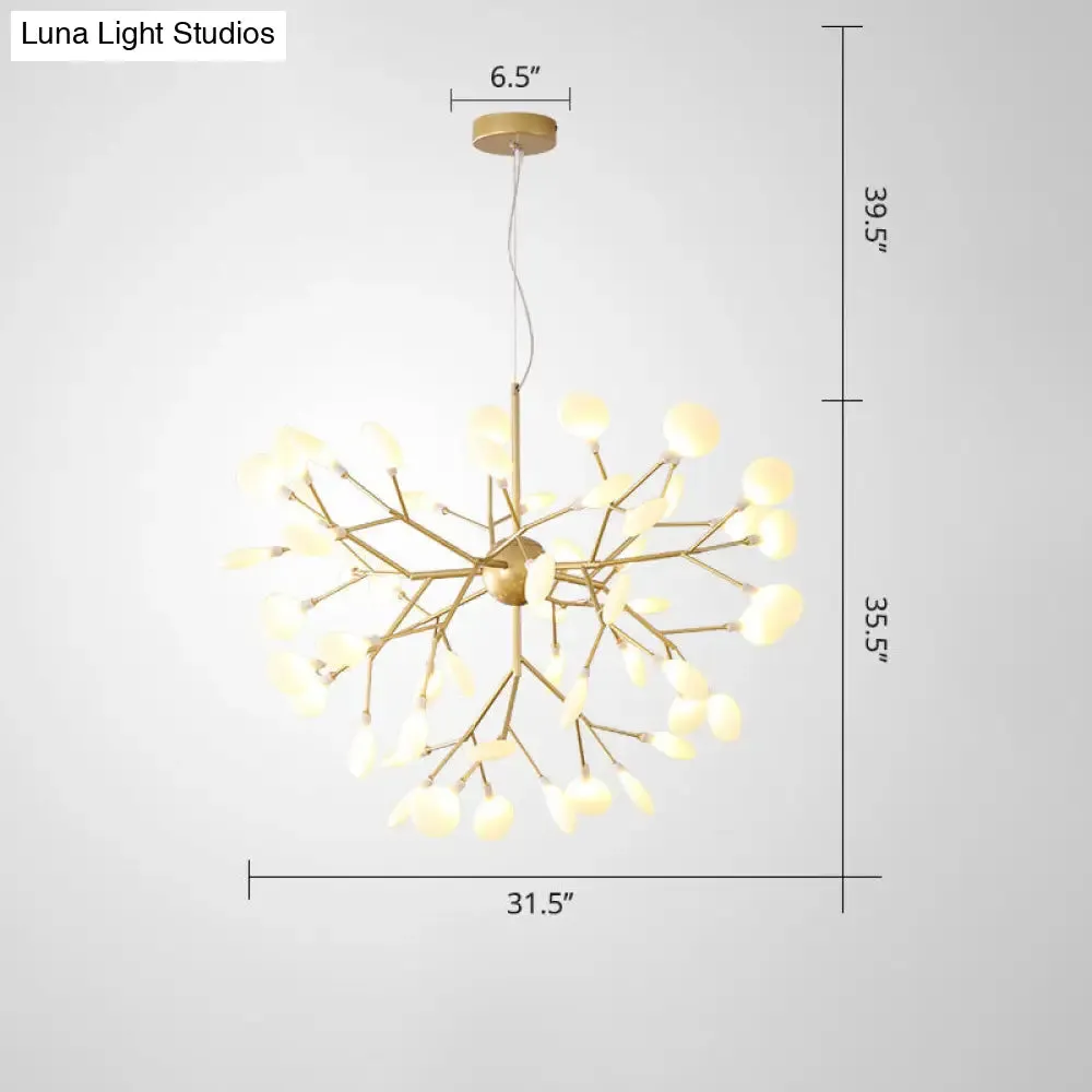 Designer Acrylic Leaf Chandelier Pendant with Gold Finish for Bedroom Ceiling