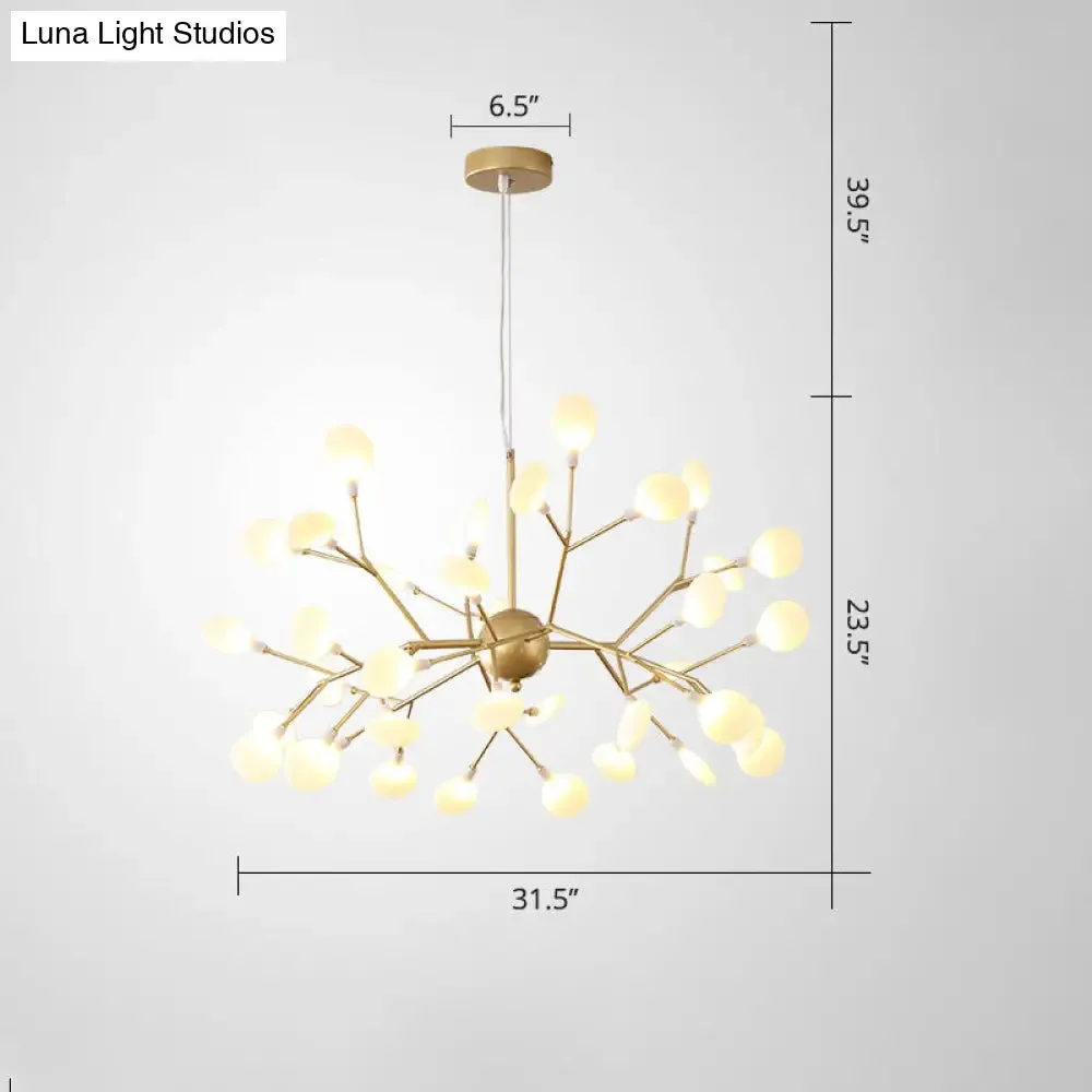 Designer Acrylic Leaf Chandelier Pendant with Gold Finish for Bedroom Ceiling