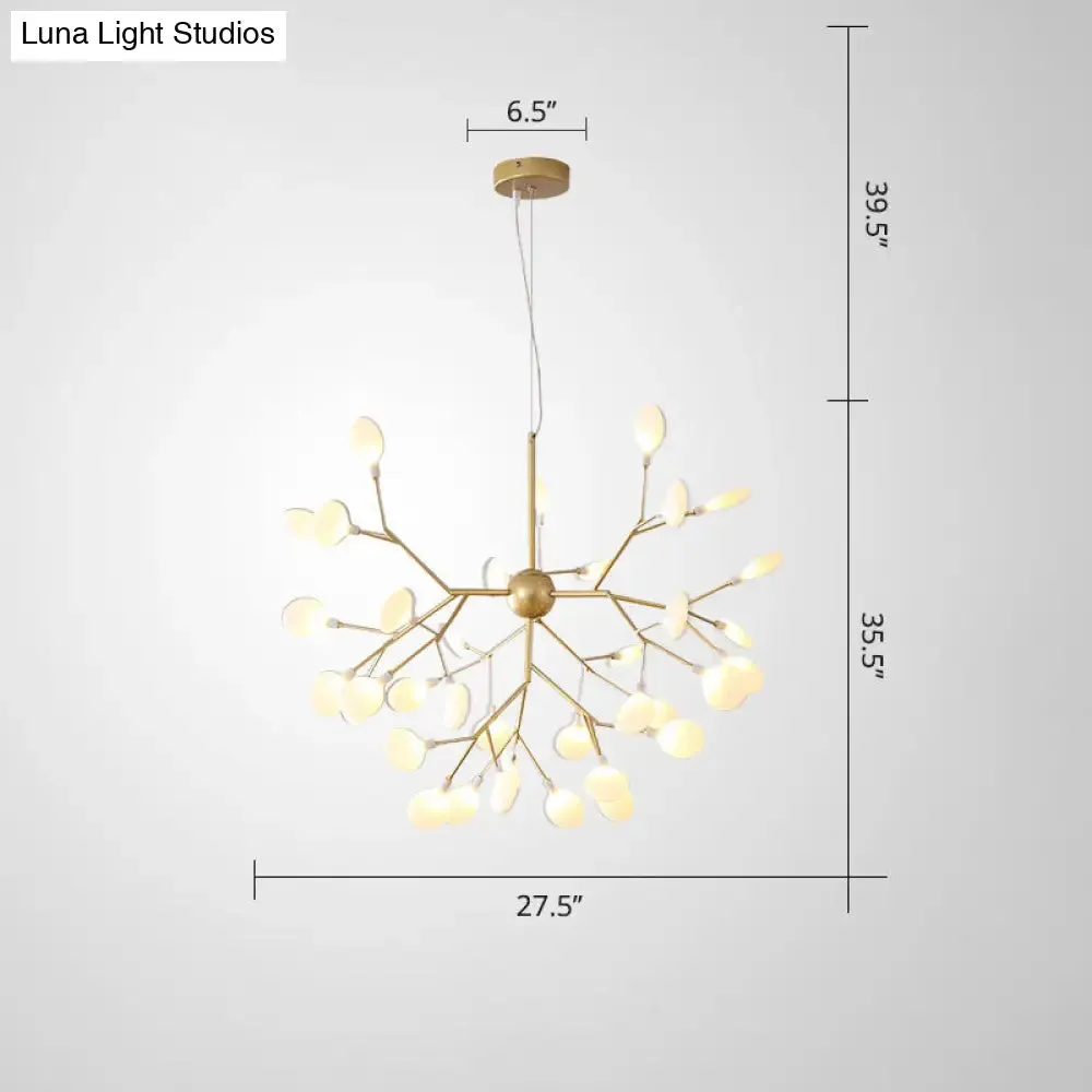 Designer Acrylic Leaf Chandelier Pendant with Gold Finish for Bedroom Ceiling