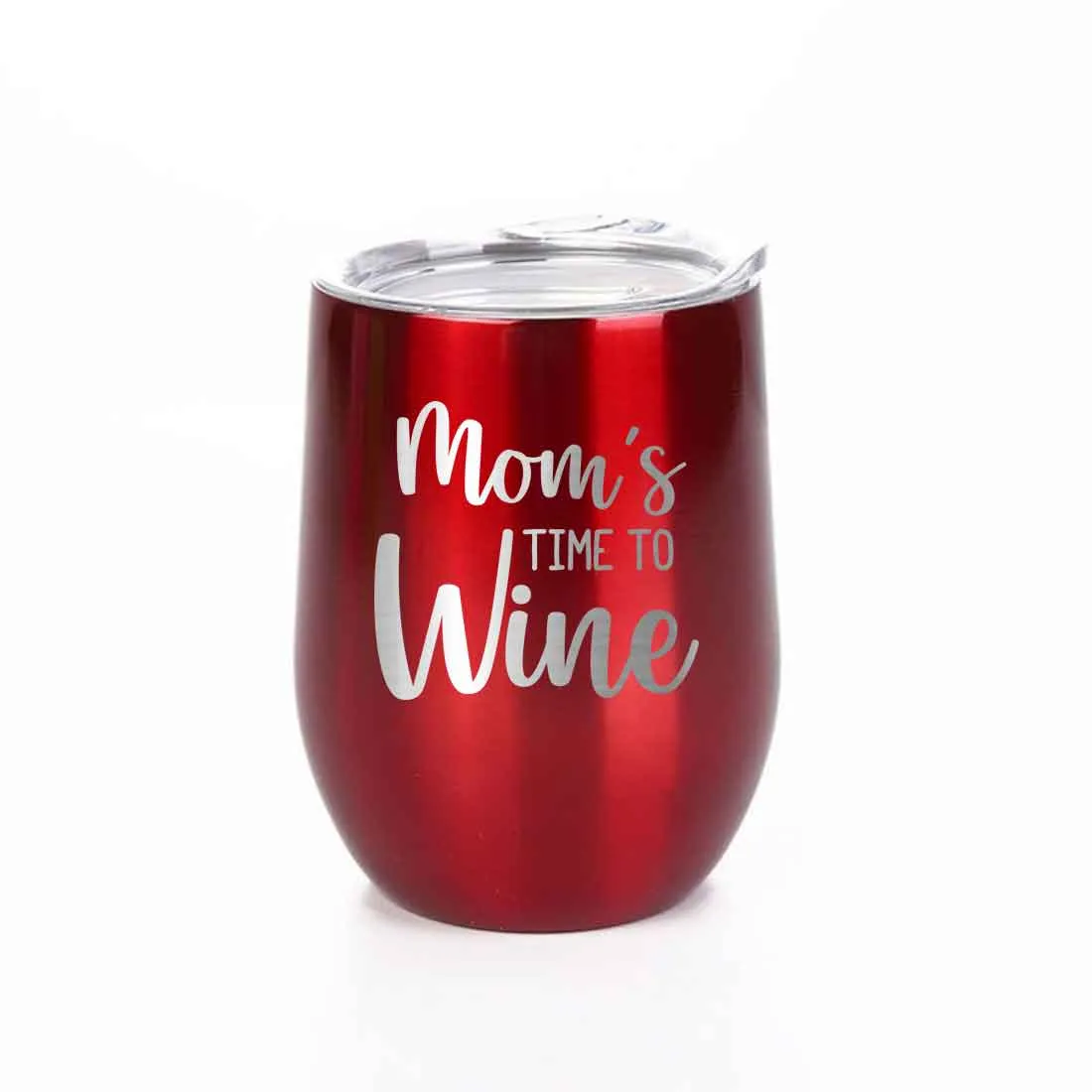 Designer Steel Travel Coffee Flask Mug With Lid Gift for Mothers Day Gifts - Mom's Time To Wine