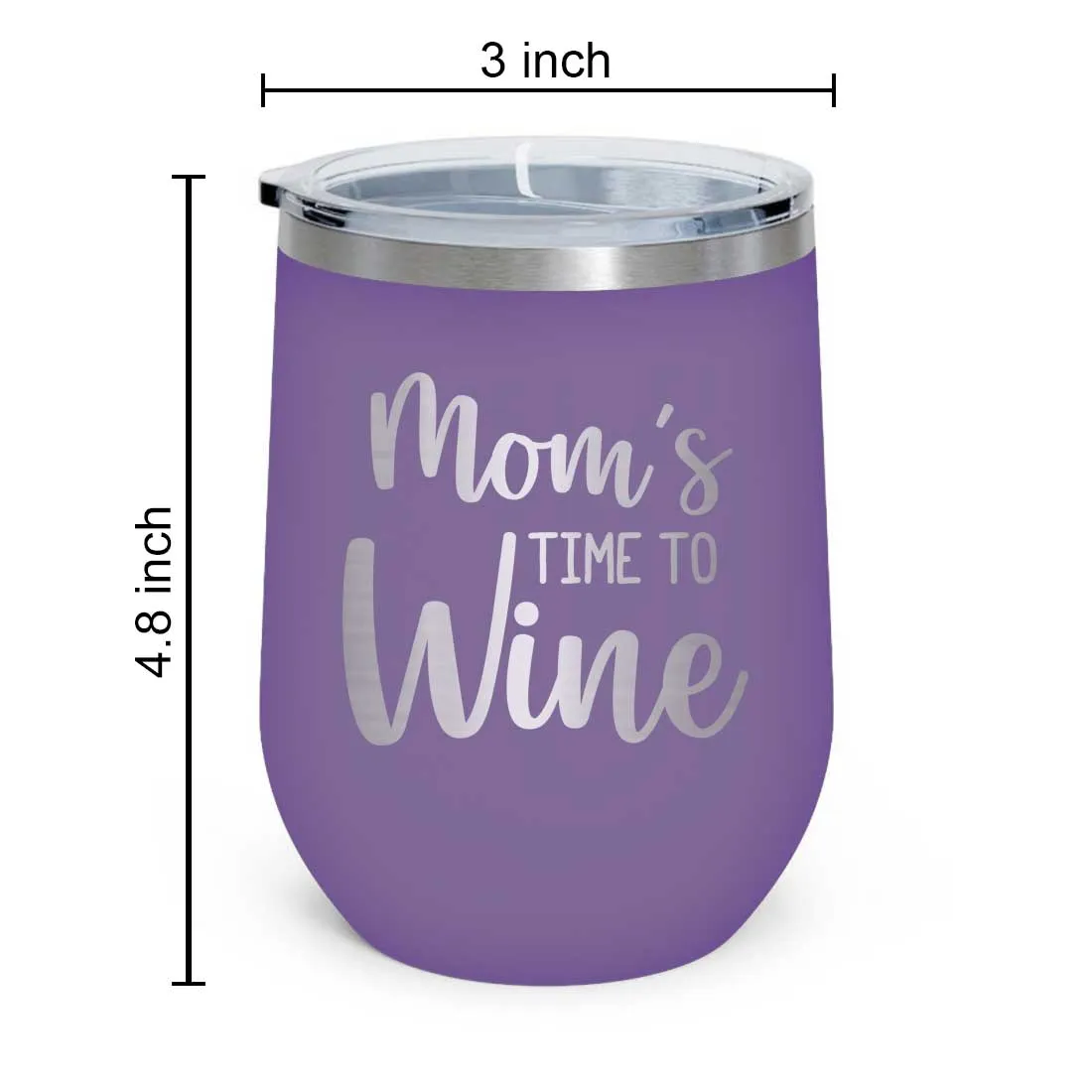 Designer Steel Travel Coffee Flask Mug With Lid Gift for Mothers Day Gifts - Mom's Time To Wine