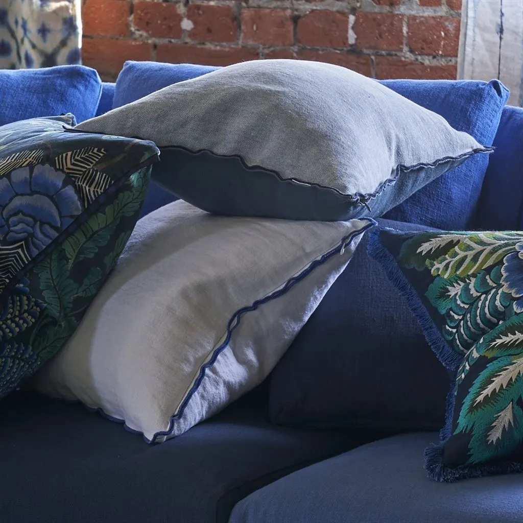 Designers Guild Brera Lino Alabaster & Cobalt Decorative Pillow