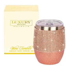 Diamonte Wine Tumbler - Glitter Rose