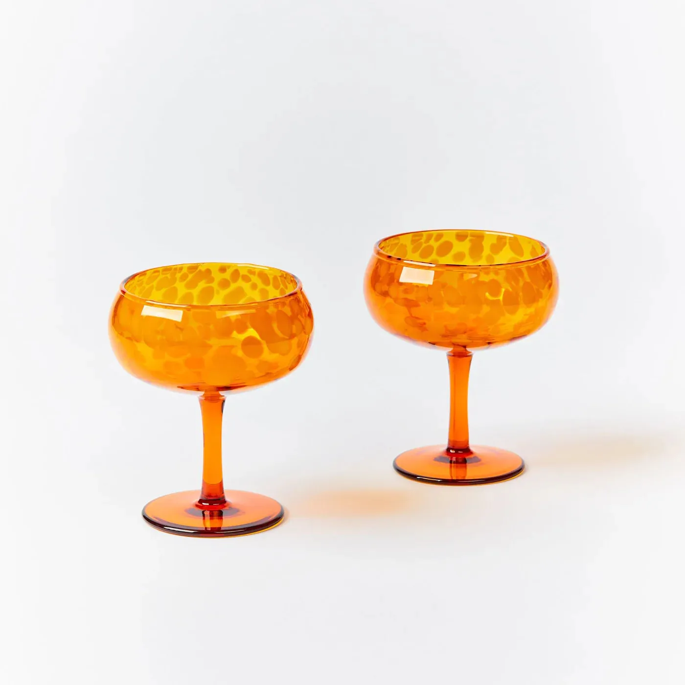 Dots Amber Coupes Glass set of 2