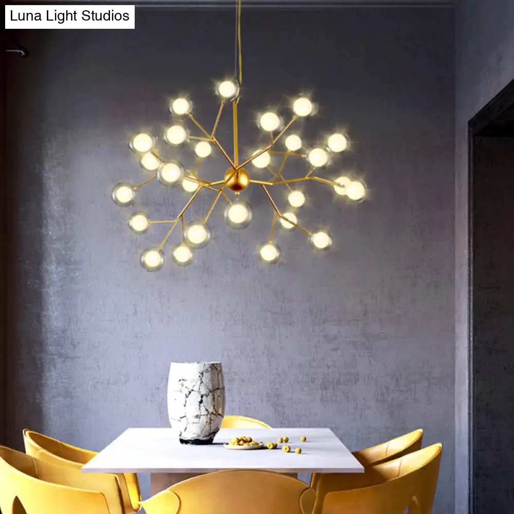 Double Glass Minimalist Molecule Chandelier - Stylish Living Room Lighting Fixture