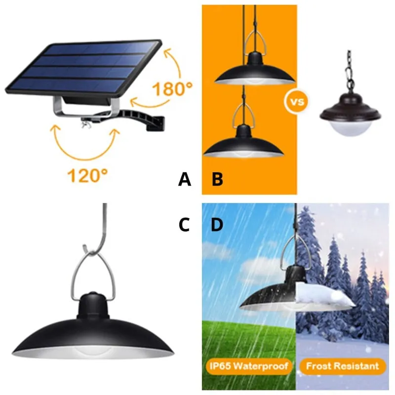 Double Head Solar Pendant Light