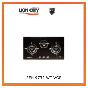 EF EFH 9733 WT VGB 3 BURNER BLACK TEMPERED GLASS GAS HOB