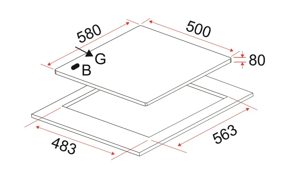 EF HB FG 3060 TN VSB Built-in Gas Hob HBFG3060TNVSB