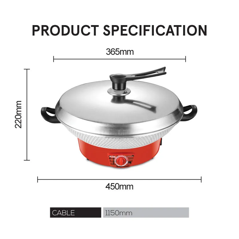 Electric Wok, Steamboat, Multi Cooker, Frying Pan 14 Inch (PPEC816)