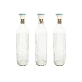 Ellementry Cove Glass Bottle with Ceramic Stopper (750 ML)- Leak Proof and BPA Free | Bottle for Water, Milk, Juice and Cocktail | Transparent Fridge Bottles for Home Decor and Office (Pack Of 3)