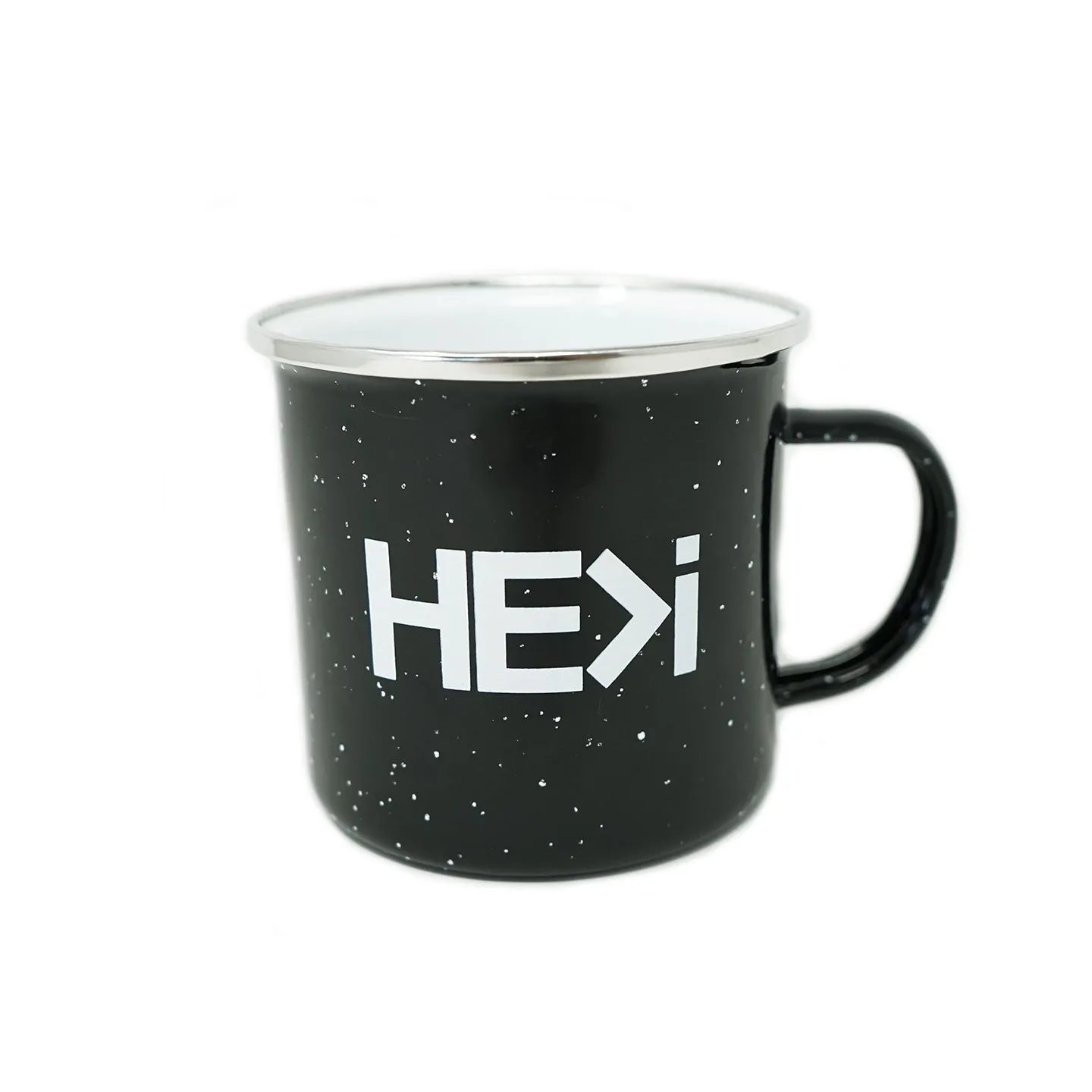 ENAMEL TIN COFFEE MUG IN BLACK