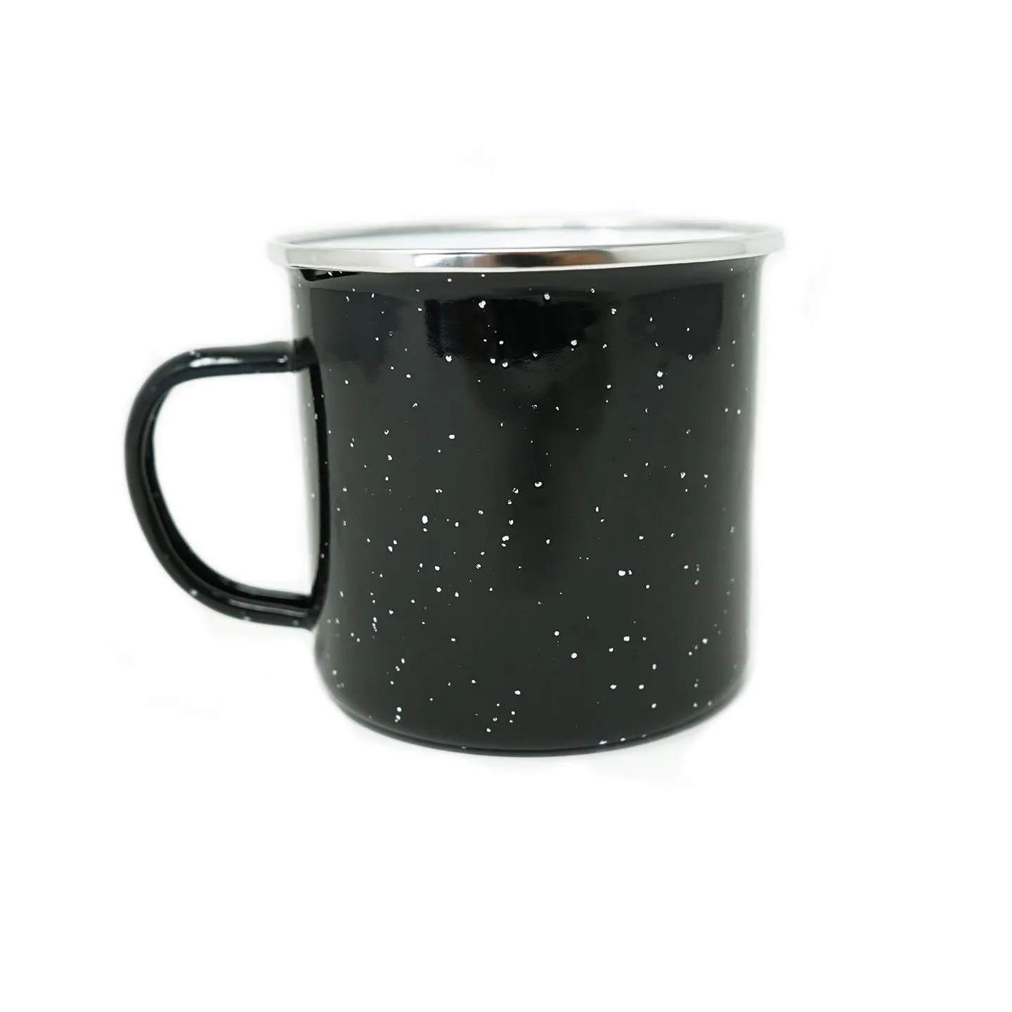 ENAMEL TIN COFFEE MUG IN BLACK